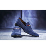 Devogue- Navy Suede Shoes Formal For Men