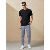Shein - Men Ribbed Knit Solid Half Button Placket Polo Shirt