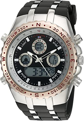 U.S. Polo Assn- Mens Quartz Watch, Analog-Digital Display and Rubber Strap, US9373