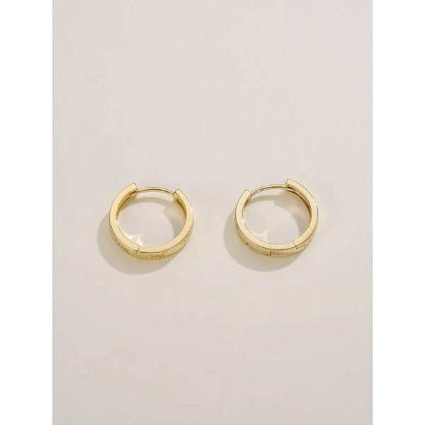 Shein- 14K Gold Plated Letter Detail Hoop Earrings