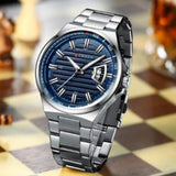 Curren- Stainless Steel Quartz Wristwatch For Men- 8375- Silver Blue