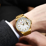 Curren- Stainless Steel Quartz Wristwatch For Men- 8375- Gold