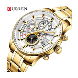 Curren- Chronograph Waterproof Business Japan Quartz Wristwatch For Men- 8362- Gold