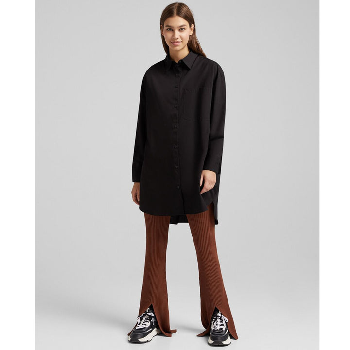 Bershka- Long-Sleeved Oversized Poplin Shirt