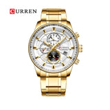 Curren- Chronograph Waterproof Business Japan Quartz Wristwatch For Men- 8362- Gold