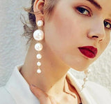 Dama Rusa- Big Simulated Pearl Drop Earrings for Women- Female Fashion Jewelry