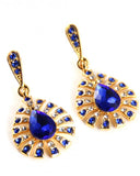 Dama Rusa- Deep Blue & Gold Crystal Stone Earrings for Women- TM-E-02