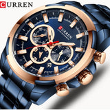 Curren- Chronograph Watches Casual Sports Wristwatch Mens- 8361- Blue