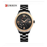 Curren- Japan Quartz Water Proof Stainless Steel Wrist Watch- 9009-Black rose