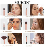 MUICIN - 12 Pieces Rose Gold & Black Complete Eye Brushes Set