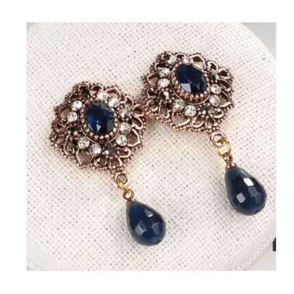 Pink Panda- Kine natural stone  drop earrings (blue)