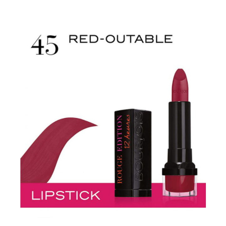 Bourjois- Rouge Edition 12 Hrs Shiny Lipstick 45 Red-Outable