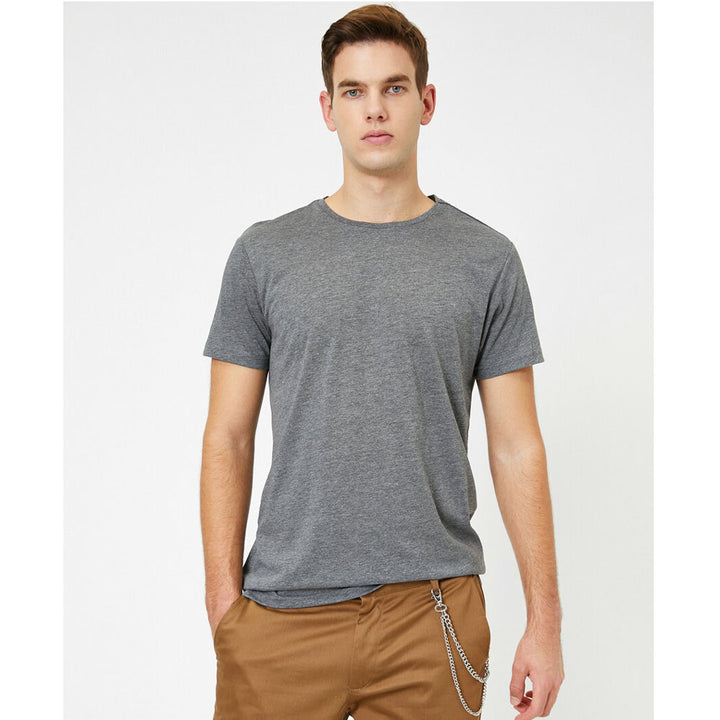 Koton- Short Sleeve Round Neck T-Shirt - Anthracite