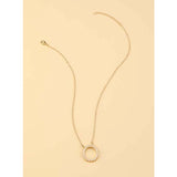 Shein - Faux Pearl Decor Circle Charm Necklace