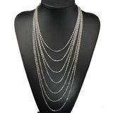 Zardi- Silver Long Multi Chain Necklace - AN07