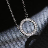 Zardi- Silver Round Circle Shape Necklace AAA Zircon Quality - AN101