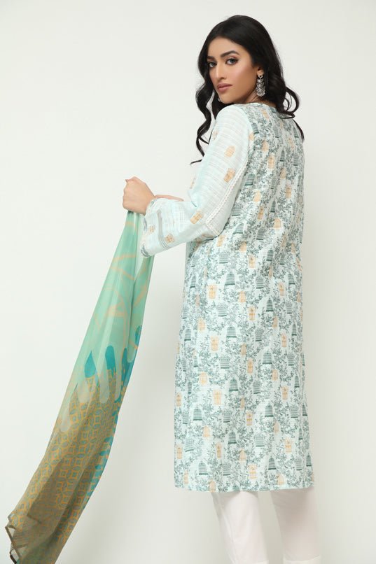 Sheep Sarah Orchid Screen Printed Shirt With Dupatta