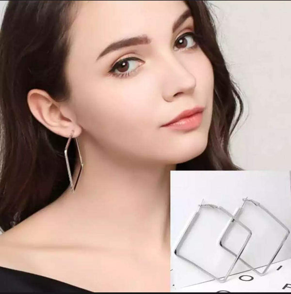 Ayzel- Silver Square Earrings