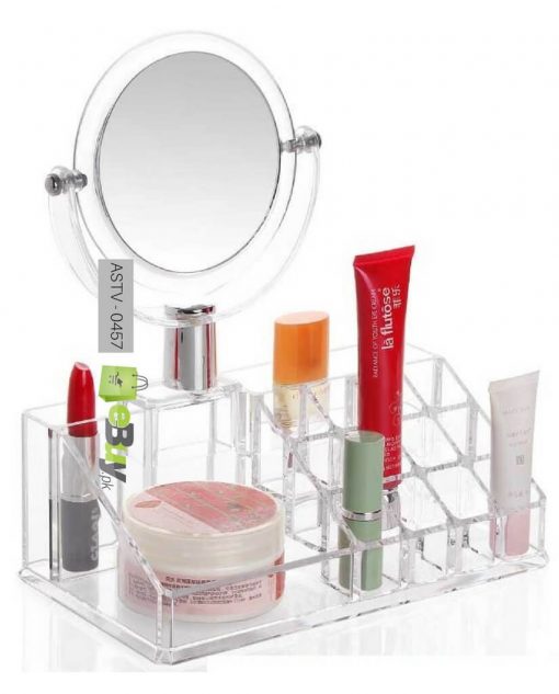 Makeup Organizer- Acrylic Lipstick Cosmetic Organizer With Mirror