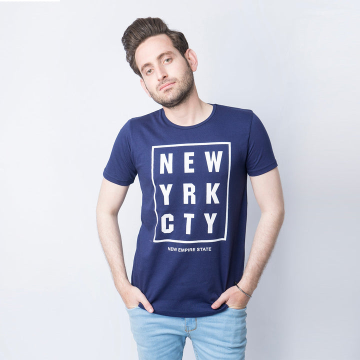 VYBE-NEW YRK CITY PRINTED T-Shirts-NAVY