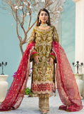 Areesha Embroidered Organza Unstitched 3 Piece Suit - ARE24EP 01 OLIVE