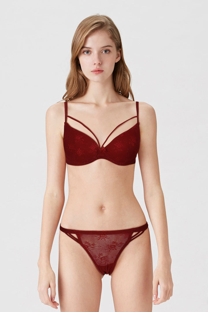 BLS - Antona Pushup Bra Set - Burgundy