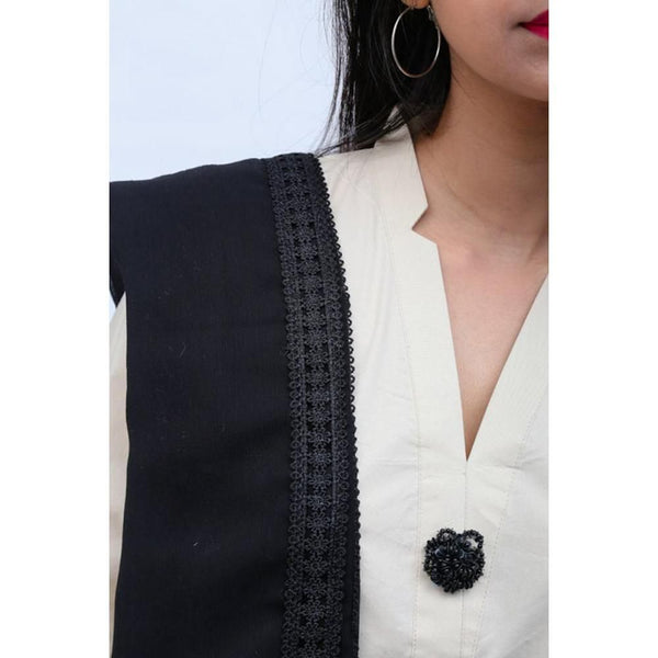 Sowear- Black Indian Crinkle Chiffon Black Dupatta For Women