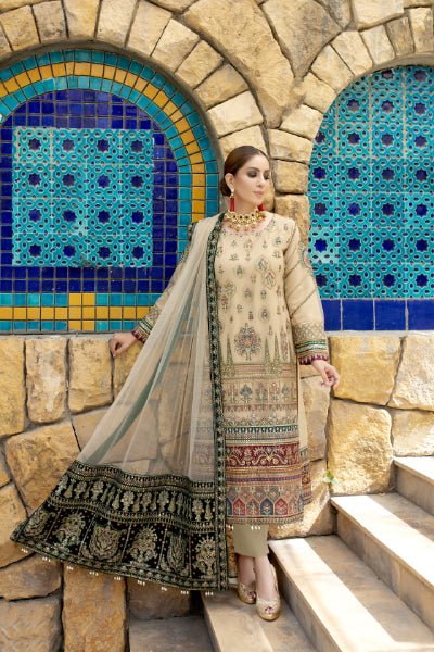 MI Creations X Dr. Harris - Baroque Embroidered Luxury Chiffon collection with Fancy Dupatta BQC-007