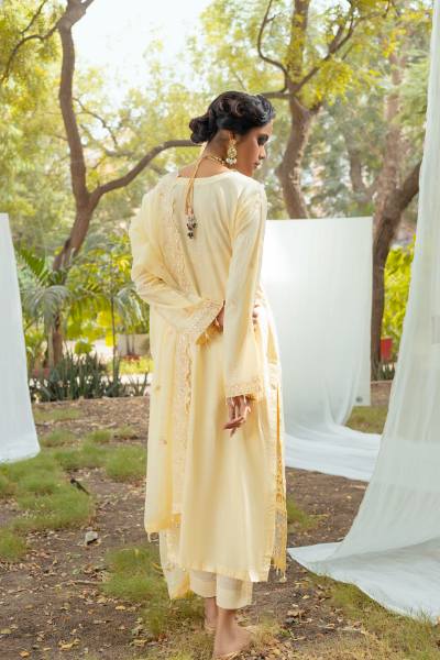 Bunai Semi Stitched Sequins Embroidered Luxury Viscose Self Jaquard with Bamber Chiffon Cuttwork Duppata BUN-001