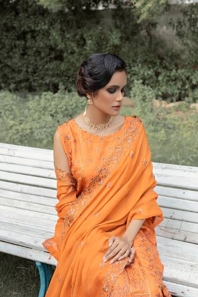 Bunai Semi Stitched Sequins Embroidered Luxury Viscose Self Jaquard with Bamber Chiffon Cuttwork Duppata BUN-003