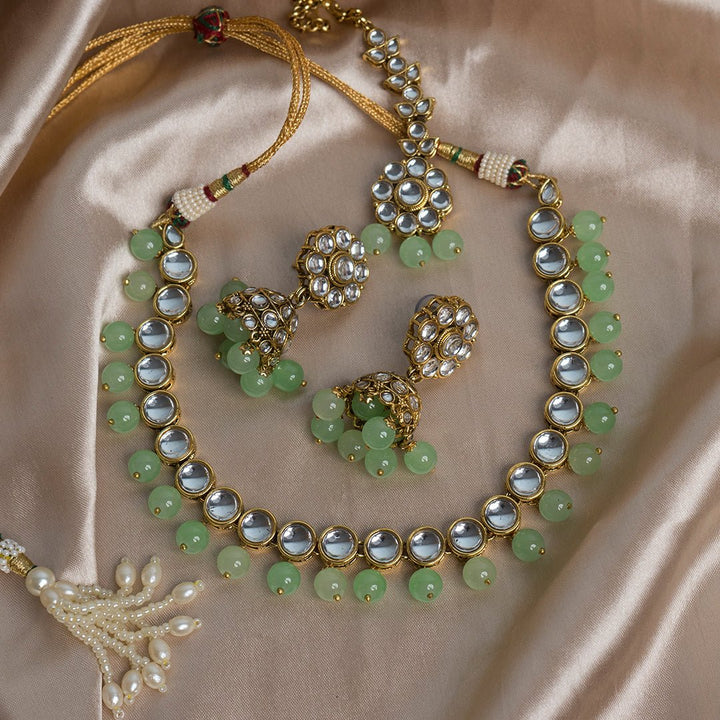 Shein- Traditional green stone necklace + Earings