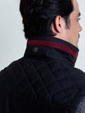 Brumano Black Structured Quilted Sleeveless Jacket