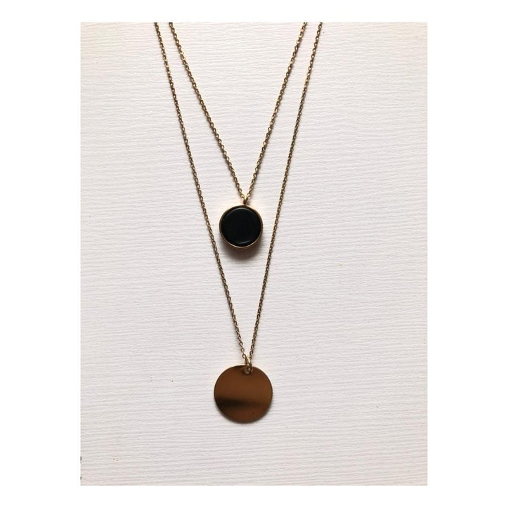 Jewels By Noor- black stone double necklace