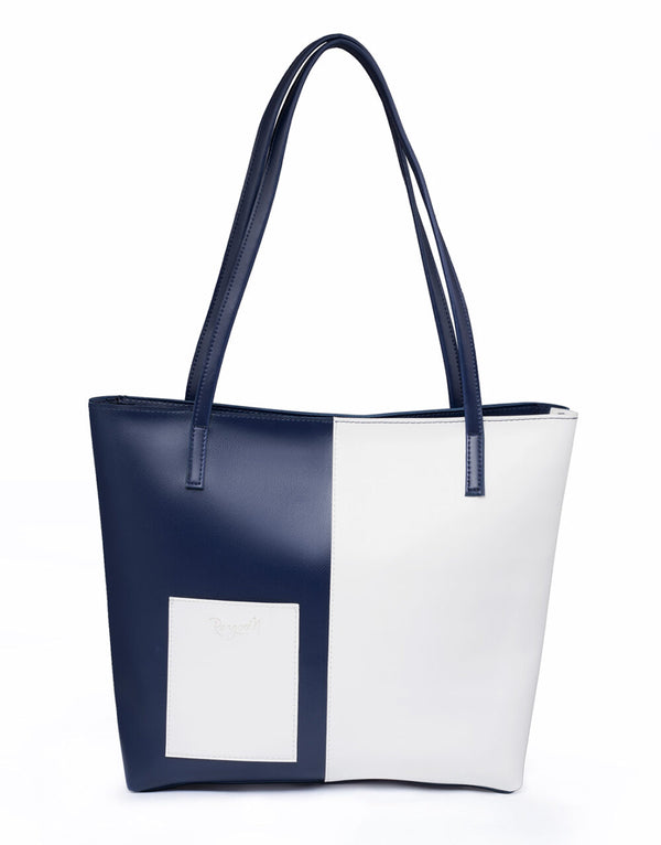 Rangoon - Blue+White Double Handle Tote Bag