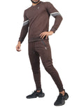Flush Fashion - French Terry Premium Tracksuit 2 Piece Sweatsuit Set Long Sleeve Athletic Suit For Sports Casual Fitness Jogging - Brown