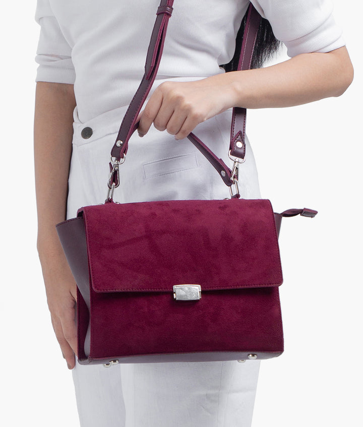 RTW - Burgundy suede mini messenger bag