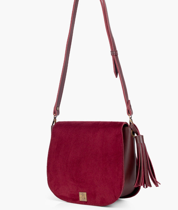 RTW- Burgundy Suede Foldover Saddle Bag