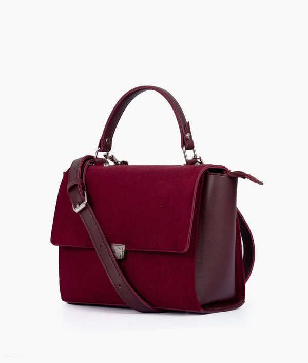 RTW- Burgundy Suede Mini Messenger Bag