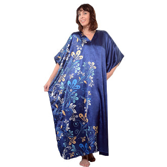 Valerei - Printed Satin Long Caftan One Size