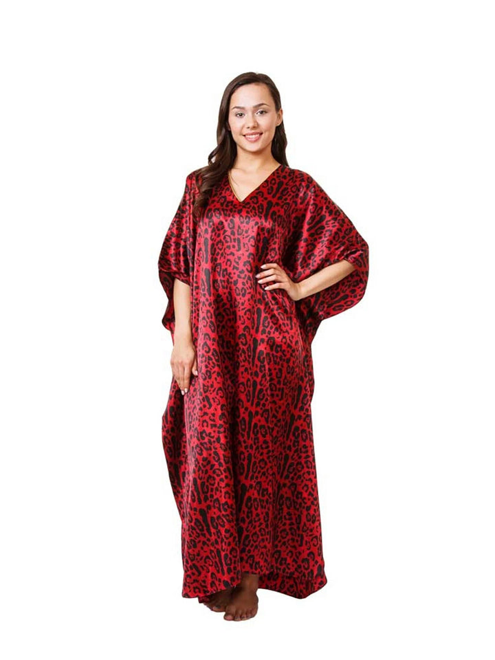 Valerei - Printed Satin Long Caftan One Size