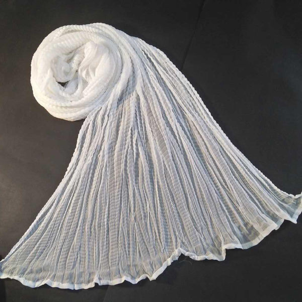 Zardi- Chiffon Crush Dupatta  Soft  Large  2.5 yard  White  ZD243