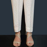 Zardi- Chikankari Soft Cotton Trouser - White - ZT273