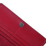JILD - Women Round Stripe Leather Clutch Long Wallet - Red
