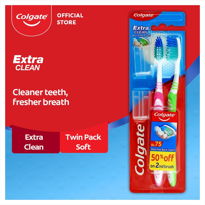 Colgate- Extra Clean Toothbrush - Twin Pack (Soft)