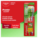 Colgate- Premier Clean Toothbrush - Twin Pack (Medium)