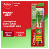 Colgate- Premier Clean Toothbrush - Twin Pack (Soft)