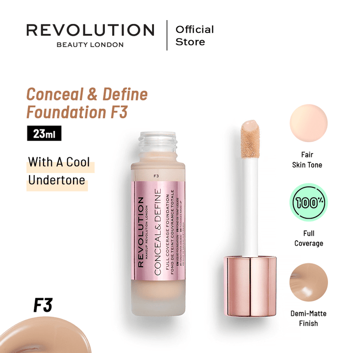Makeup Revolution- Conceal & Define Foundation F3 23ml