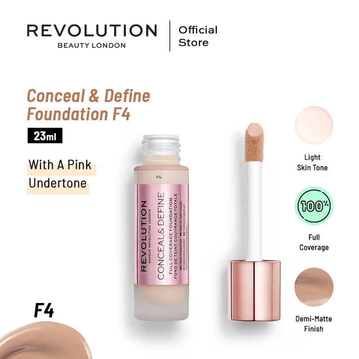 Makeup Revolution- Conceal & Define Foundation F4 23ml