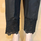 Zardi- Cotton Trouser With Bottom Lace - Black -ZT268