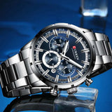 Curren Blue Dial Silver Stainless steel Chronograph Watch